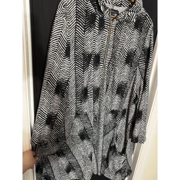 Caleoas Art to Wear Sweater Cardigan stretch geometric plus 3x swing pocket - Picture 6 of 12